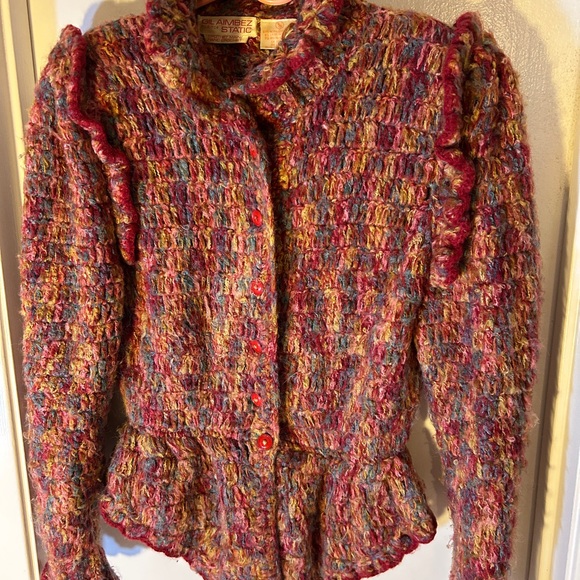Gil Aimbez Vintage Colorful Textured Women's Cardigan M - Picture 6 of 10